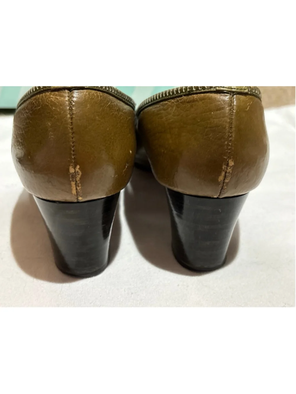 Women's Palter Olive Green Leather Heels